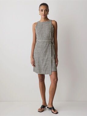 RW&CO. Black and White Gingham Tie-Waist Mini Dress BNWT